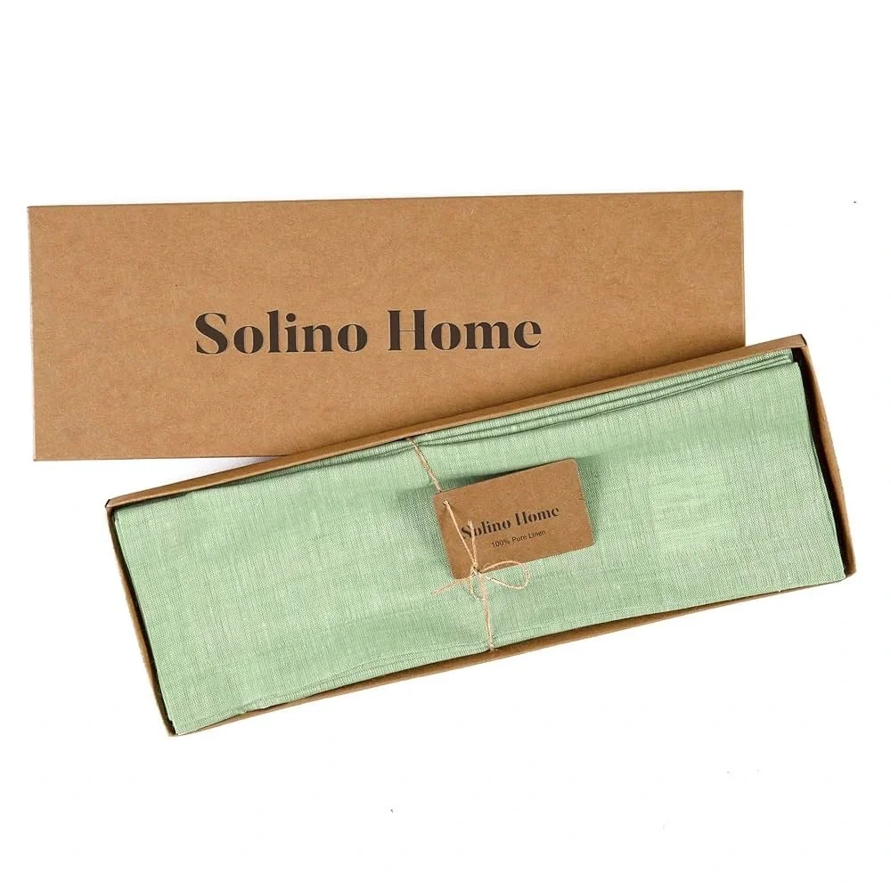 NWT Solino Home Linen Placemats Set of 4 Sage Green Hemstitch Table Mats